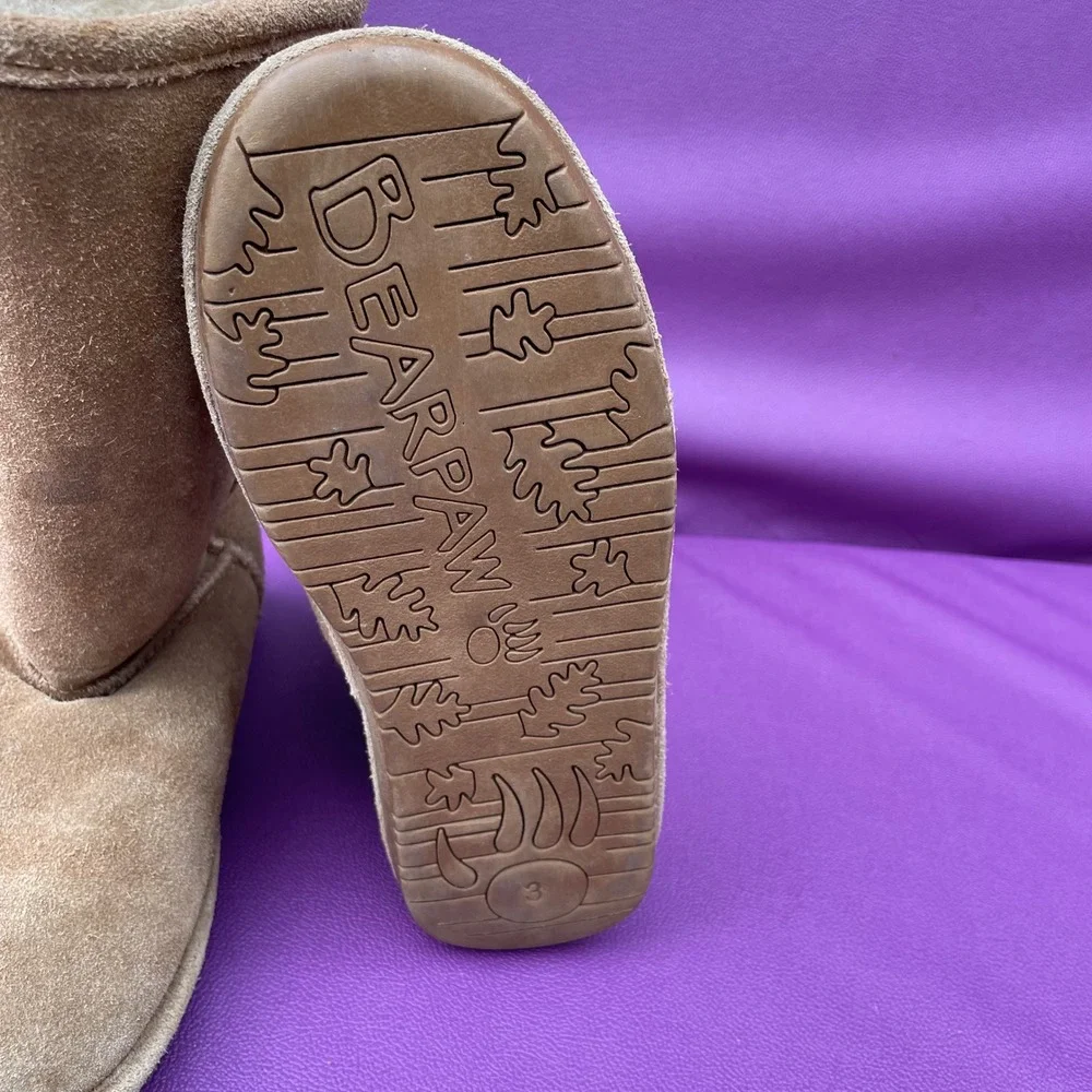 Bearpaw Emma Tall Youth Suede Boots Hickory Brown Coizy Size‎ 3 Y-EMMA TALL